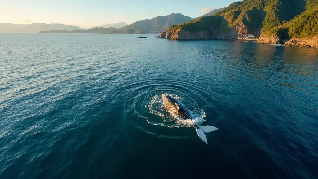 A humpback whale in the open ocean